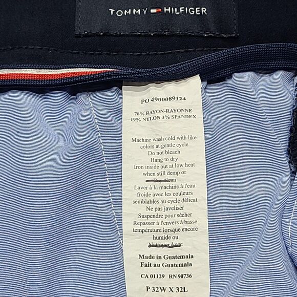 Tommy Hilfiger Pants Mens 32x32 Navy Blue Straight Fit Dress Slacks Stretch - Picture 5 of 9